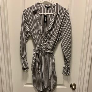 Express grey and White Striped dress